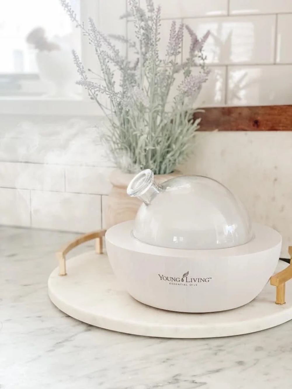 Young Living White Glass-Top Aromatherapy Diffuser